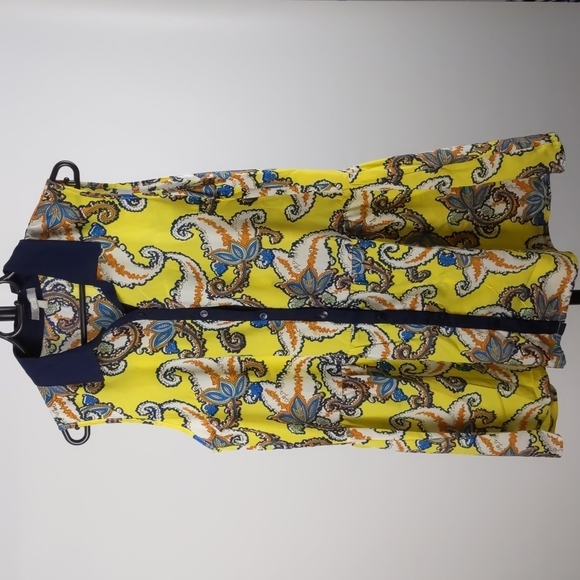 SES Sleeveless Tunic Button-up Paisley Yellow Size 14 - Picture 2 of 10